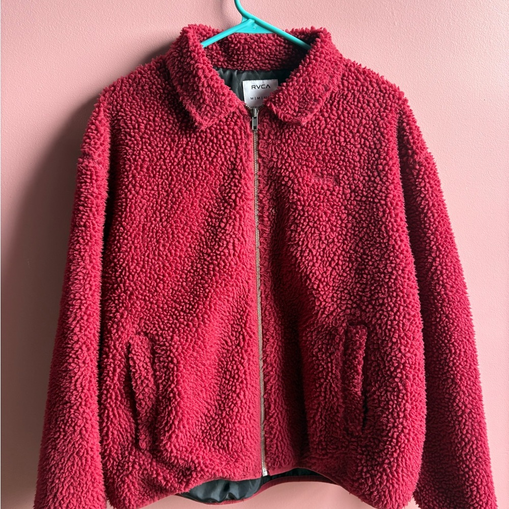RVCA Burgundy Sherpa Jacket